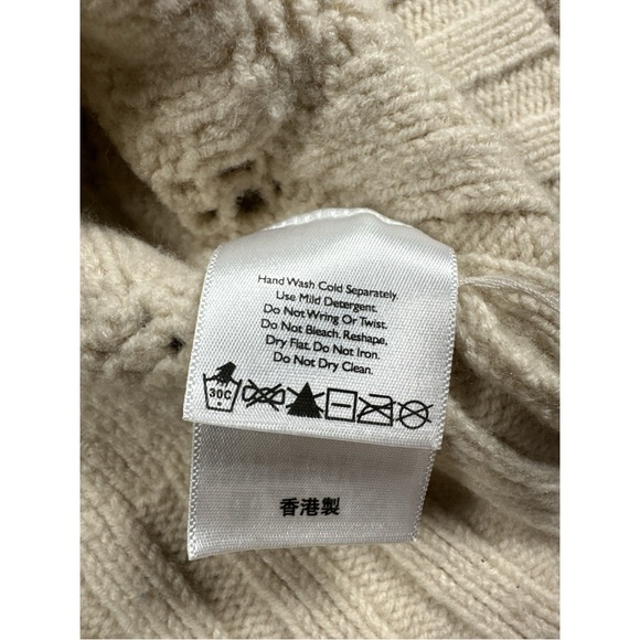 Eddie Bauer Wool Blend Cardigan Sweater Wood Toggle Buttons Cream Large Hood - Picture 7 of 9